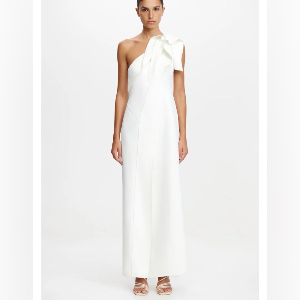 Acler Ivory One-Shoulder Bow Gown